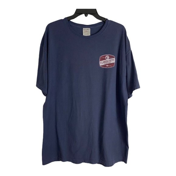 Florida Keys Mens Tee Shirt Size XL Blue Salt Water Fishing Short Sleeve Blue - Picture 1 of 8